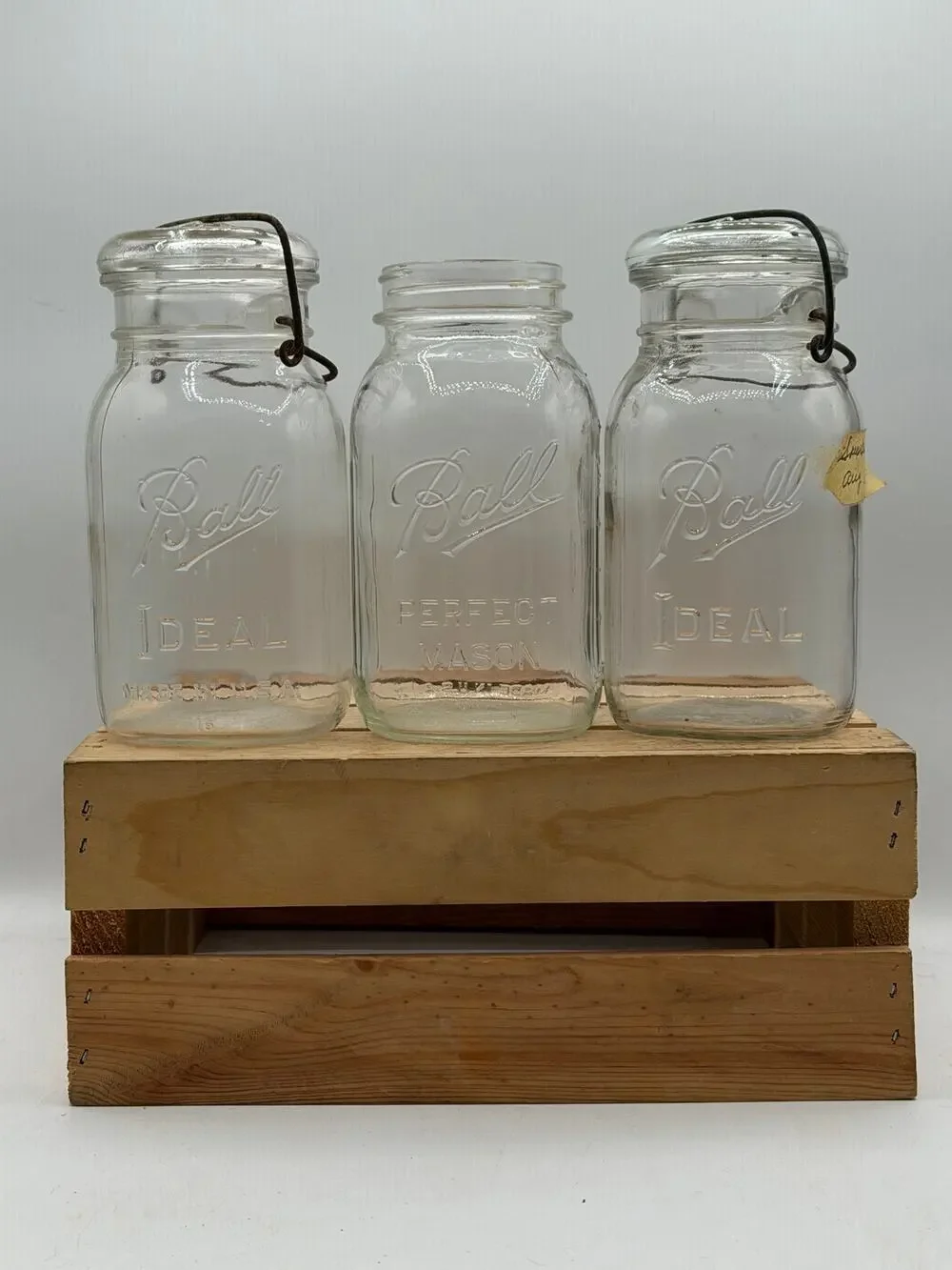 Vintage Clear Glass Ball Mason & Ideal Jars – Set of 3 - 7” Tall